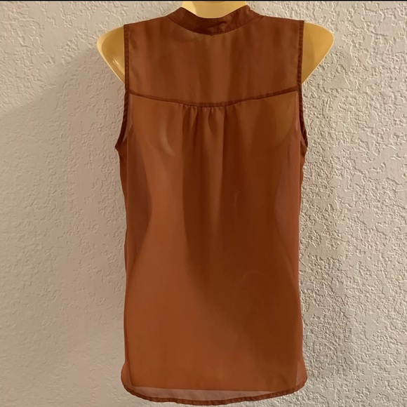 Mine Womens Top Blouse Ruffle Shirt Polyester Gold Buttons Orange Size Medium - Picture 2 of 8